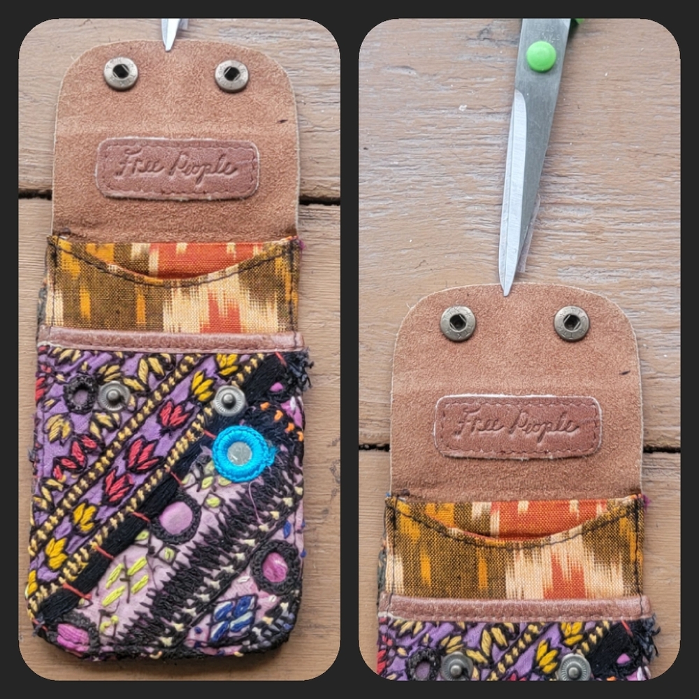 🌋👽 Free People Boho Embroidered Repurposed vtg banjara hippie Wallet card case - Picture 3 of 16